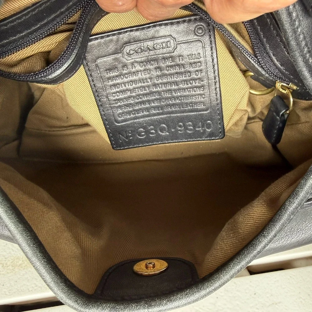 Vintage Coach Y2K Black Leather Legacy Saddle‎ Bag 9340